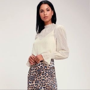 Darlena ivory Swiss dot top